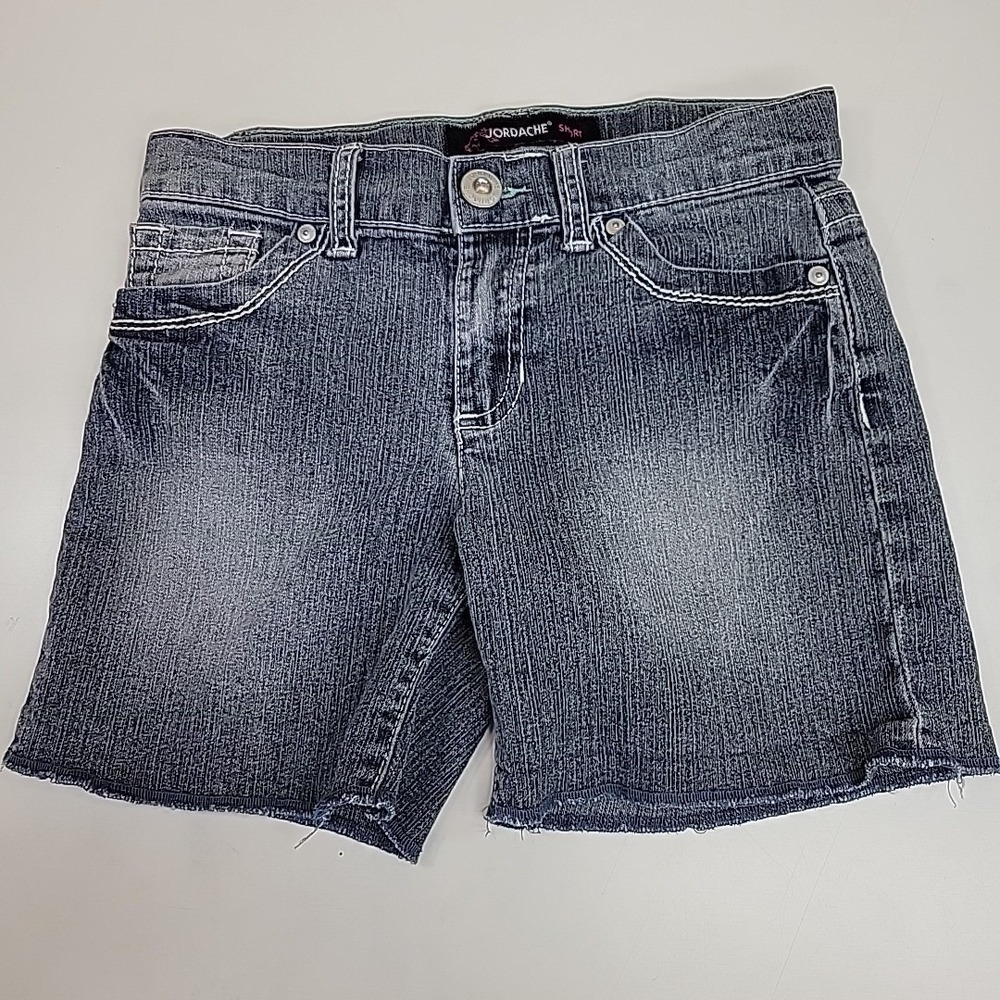 Jordache Jean Shorts Raw Hem Girls Sz 10 Embroidered ‎ Rear Pockets Super Cute